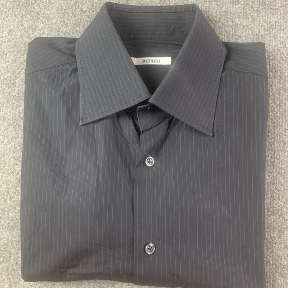 Pal Zileri Mens 100% Cotton Long Sleeve Dress Shirt Size 42-16.5 Black/Purple